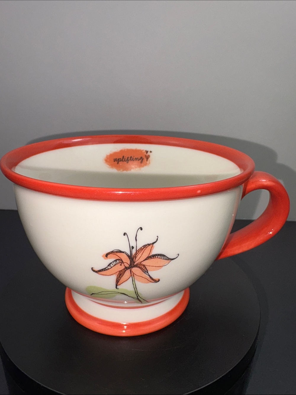 Starbucks Uplifting Footed Mug Cup 2006 Tiger Lily Orange Flower